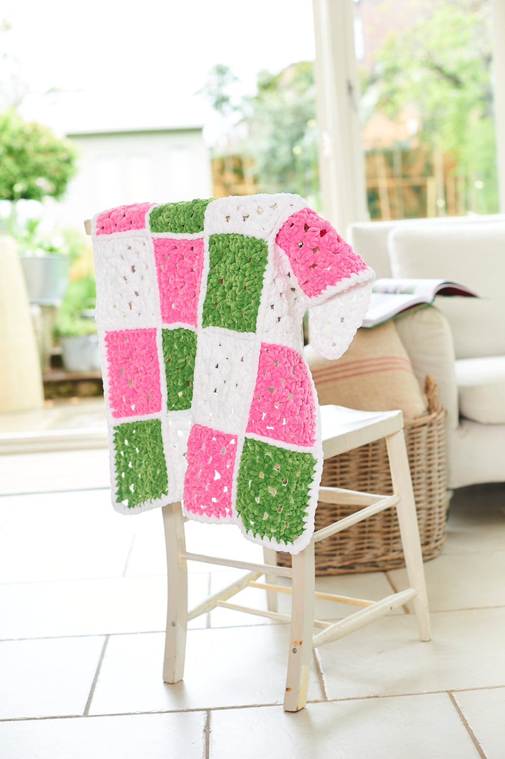 Stylecraft Chenille Chunky Pattern 10249 Crochet Motif Blankets