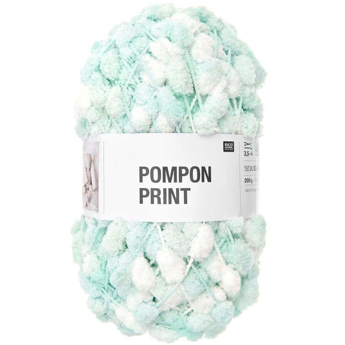 *New* Rico Pompon Print 043 Aqua/White
