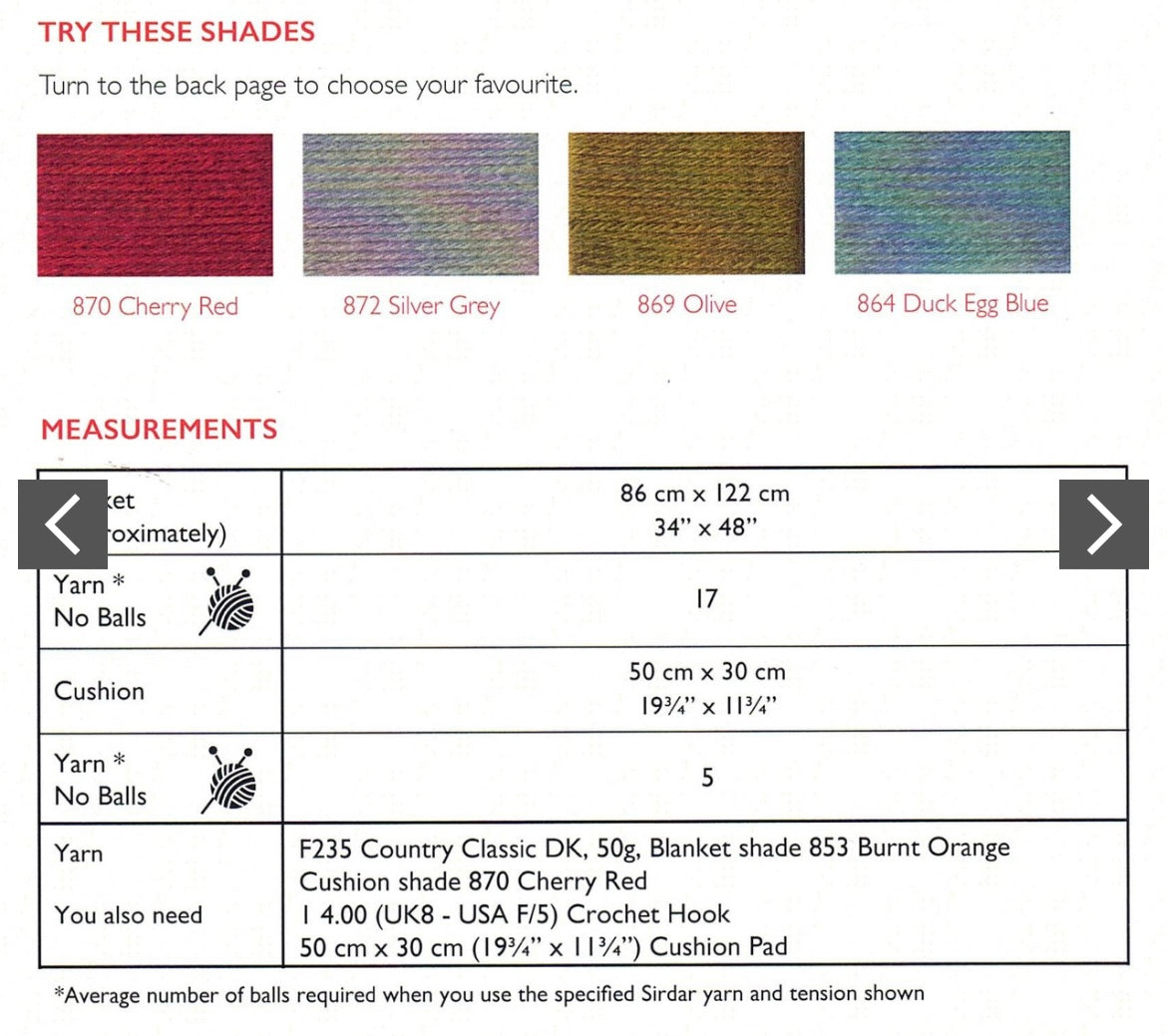 Sirdar 10305 Blanket and Cushion Crochet Pattern