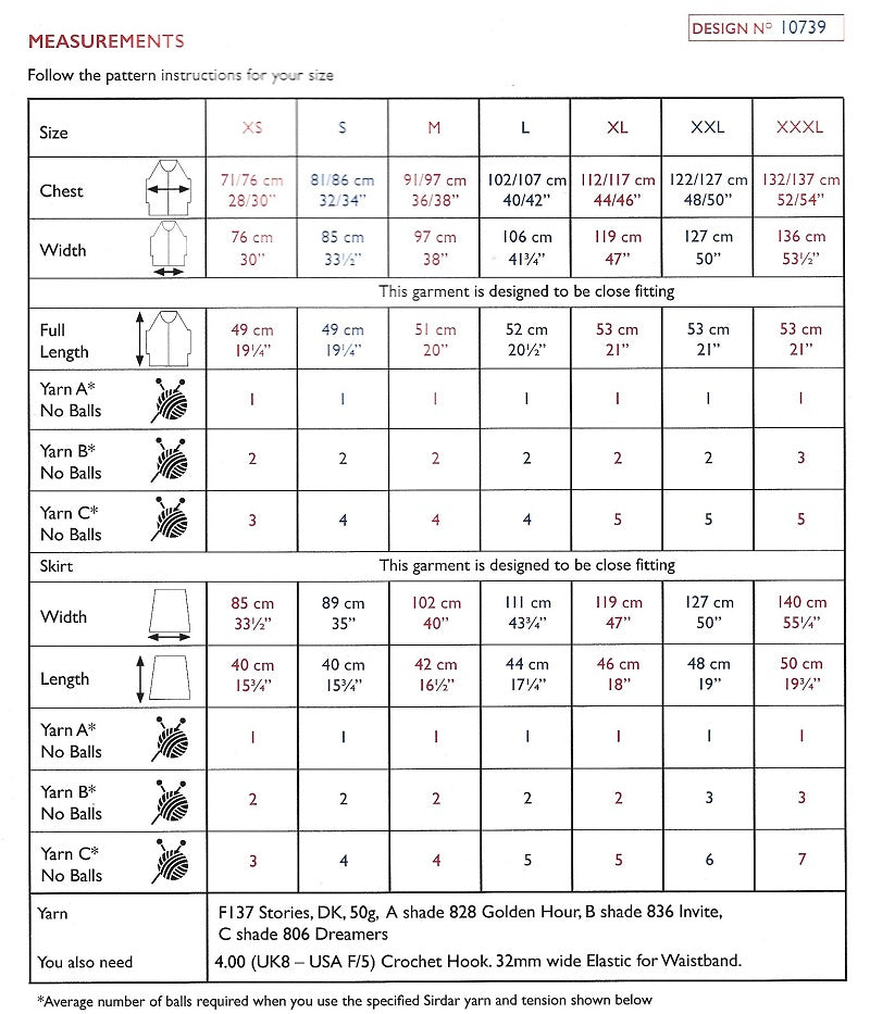 Sirdar 10739 Crochet Top And Skirt Pattern
