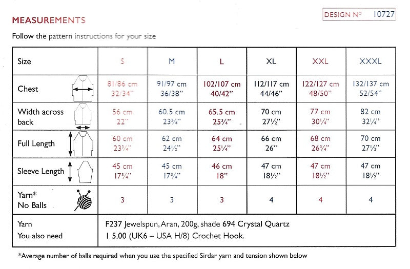 Sirdar 10727 Crochet Granny Stripe Cardigan Pattern