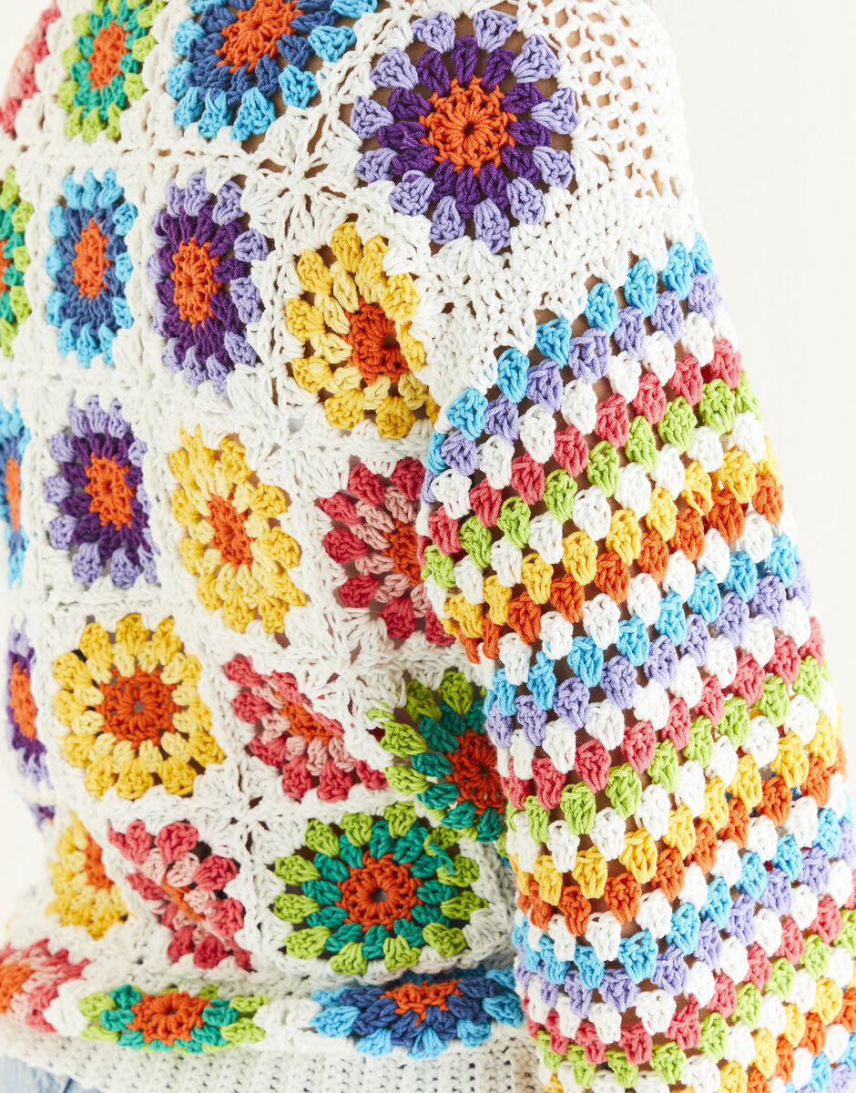 Sirdar 10527 Crochet Granny Square Sweater Pattern