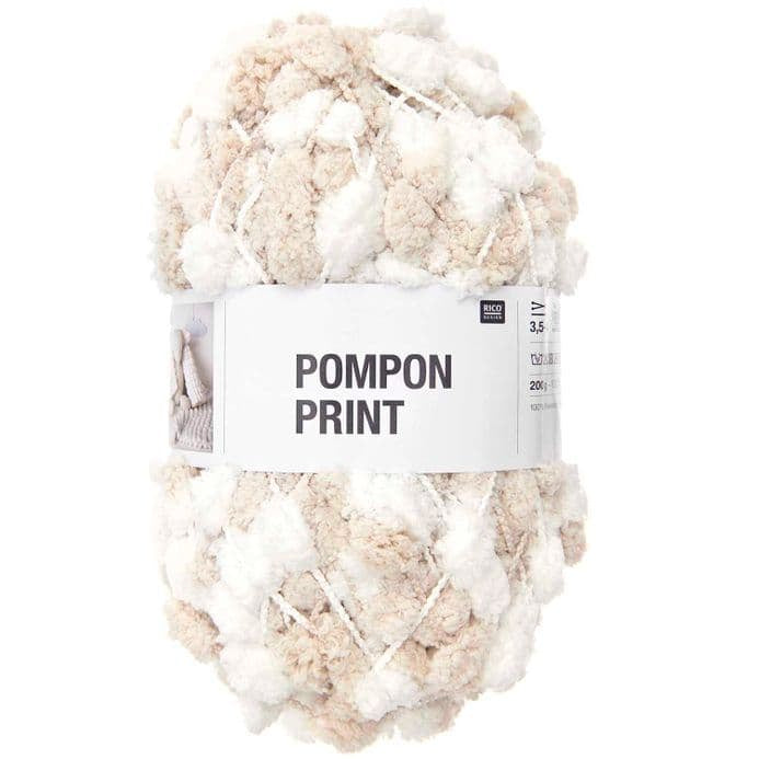 *New* Rico Pompon Print 046 Beige/Off White