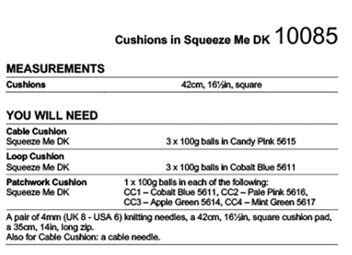 Stylecraft Squeeze Me Pattern 10085 (Knit Cushions)