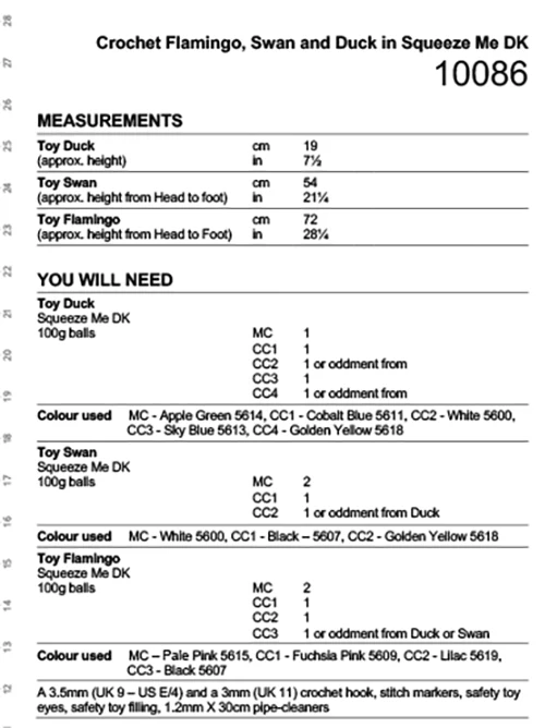 Stylecraft Squeeze Me Pattern 10086 (Crochet Toys)