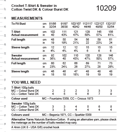 Stylecraft Cotton Twist Dk Pattern 10209 Crochet