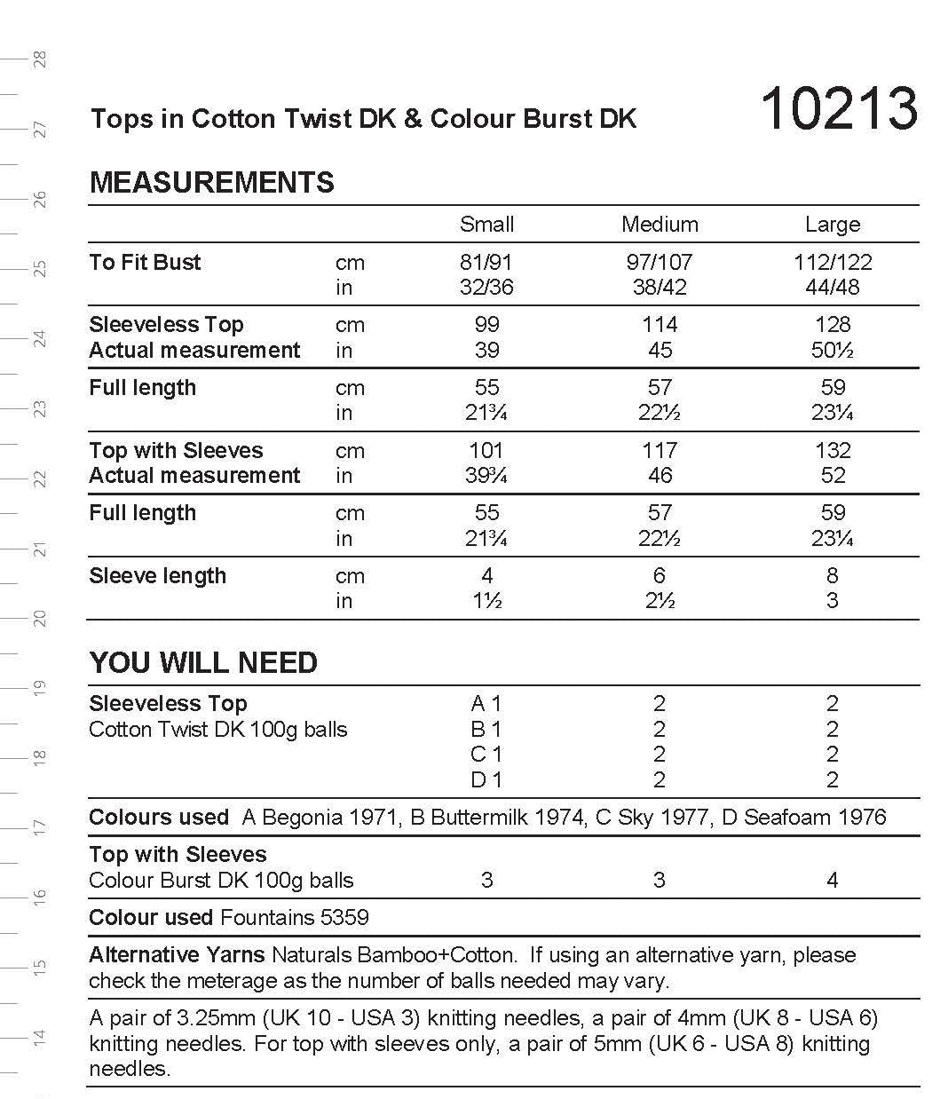 Stylecraft Cotton Twist Dk Pattern 10213 Knit