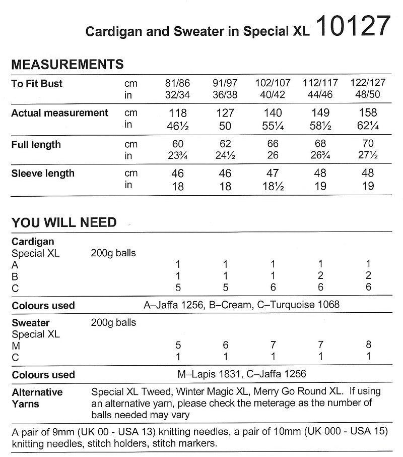 Stylecraft XL Super Chunky Pattern 10127