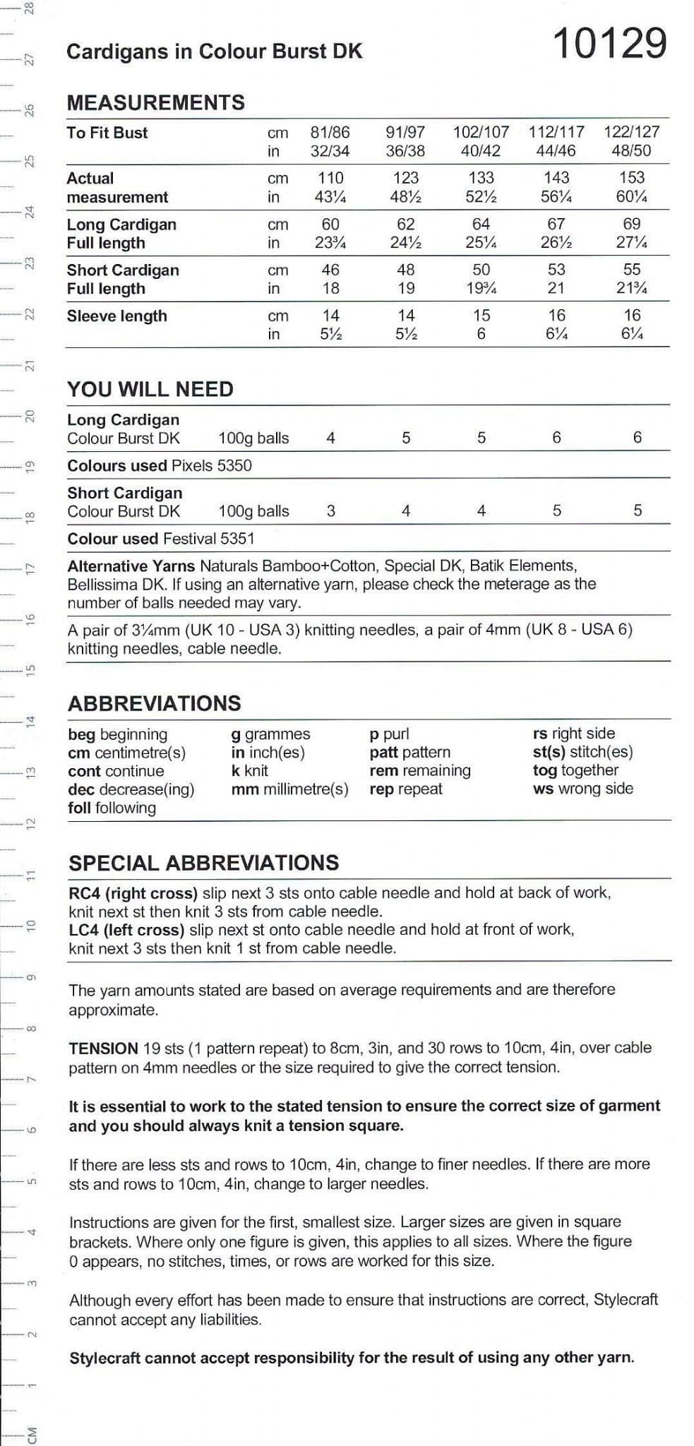 Stylecraft Colour Burst Pattern (Knit) 10129