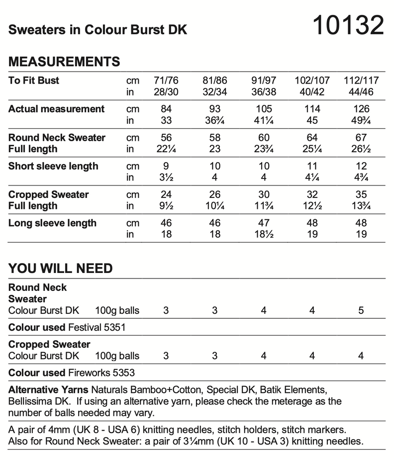 Stylecraft Colour Burst Dk Pattern (Knit) 10132