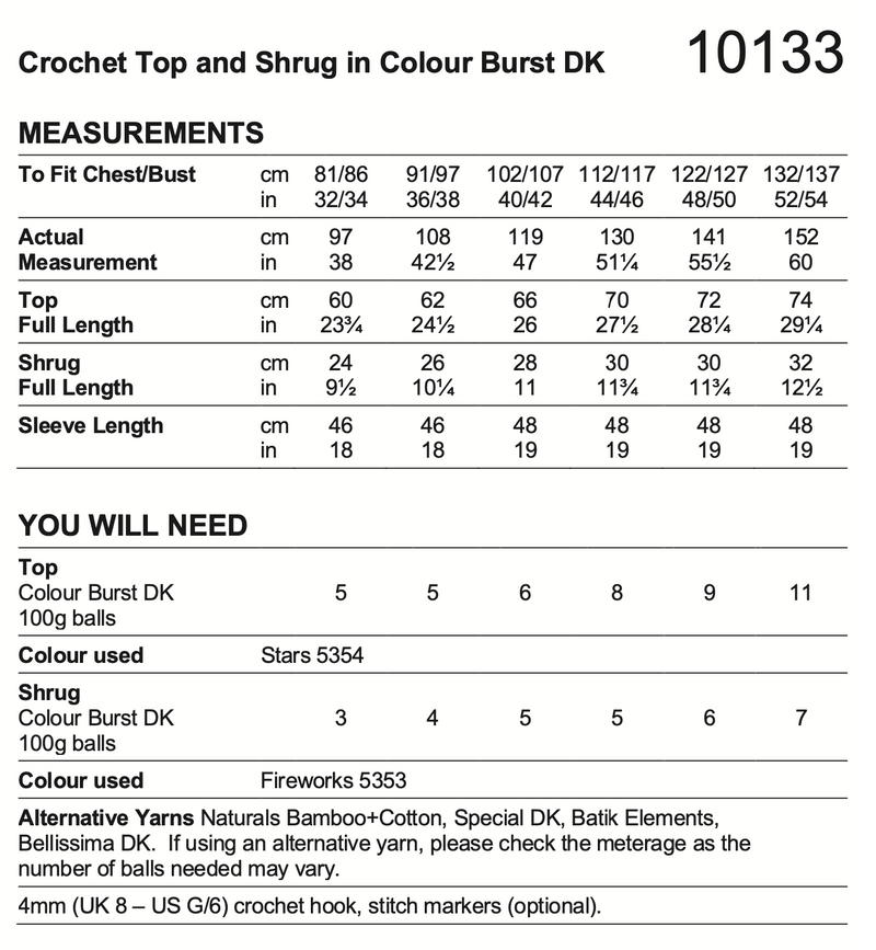 Stylecraft Colour Burst Dk Pattern (Crochet) 10133