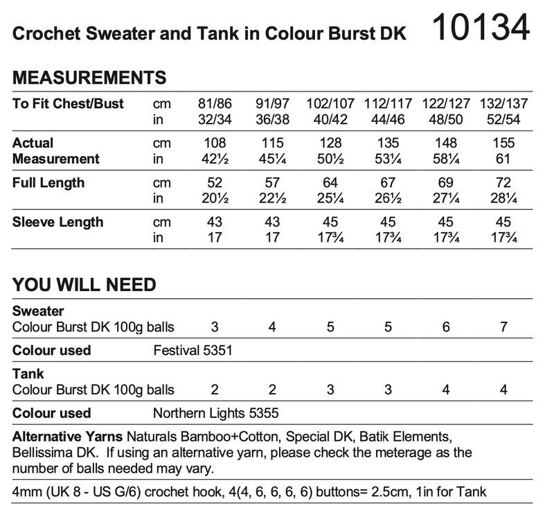 Stylecraft Colour Burst Dk Pattern (Crochet) 10134