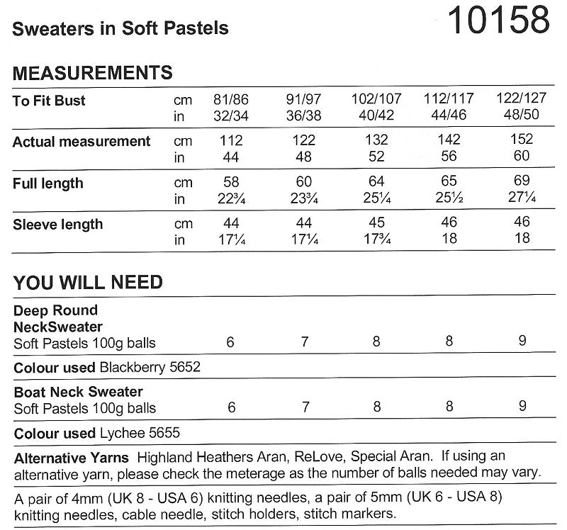 Stylecraft Soft Pastels Pattern 10158 (Knit)