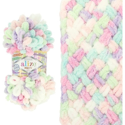 Alize Puffy Colour Finger Knitting 6526 Pink/Mint/ lavender/sherbet
