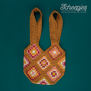 Scheepjes Granny Square Tote Bag Crochet Kit (Brown/Pink)