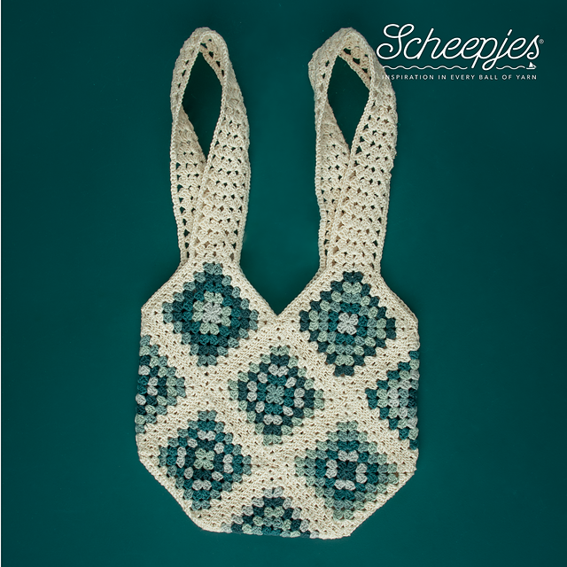 Scheepjes Granny Square Tote Bag Crochet Kit (Cream/Blues)