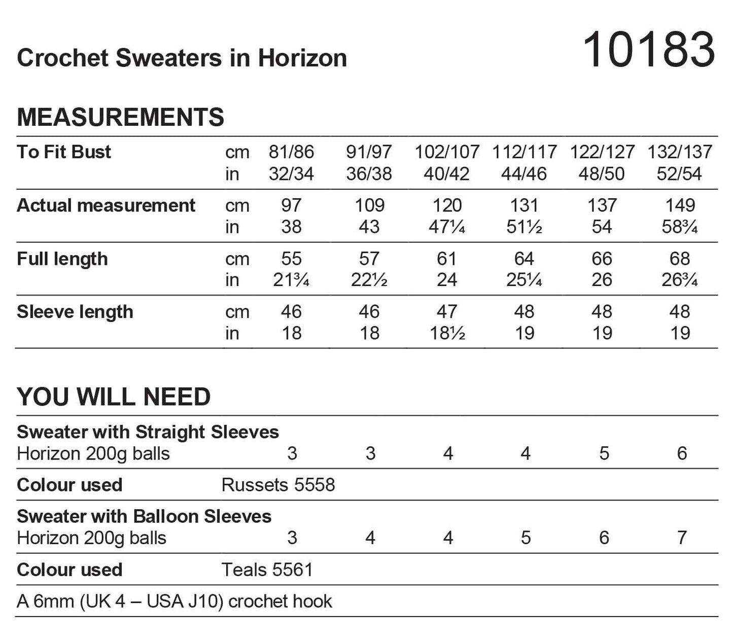 Stylecraft Horizon Chunky Pattern 10183 Crochet Sweater