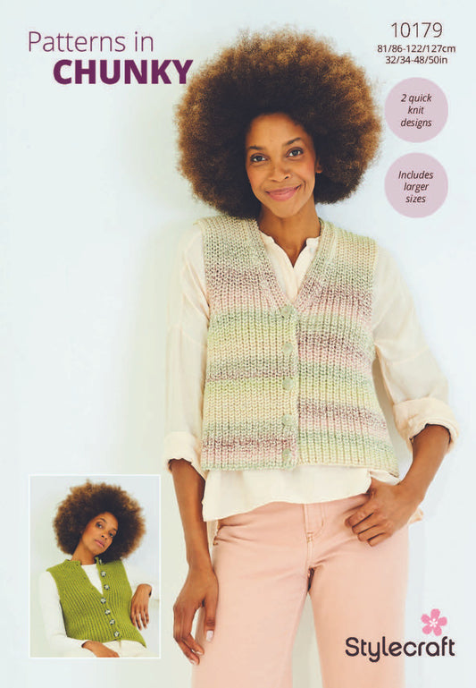 Stylecraft Moorland Chunky Pattern 10179 Knit Waistcoats