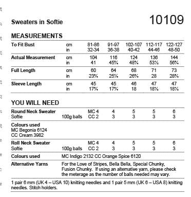 Stylecraft Chunky Pattern 10109 Knit Sweater