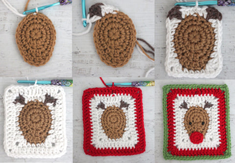Repeat Crafter Me, Crochet Reindeer Christmas Blanket Kit