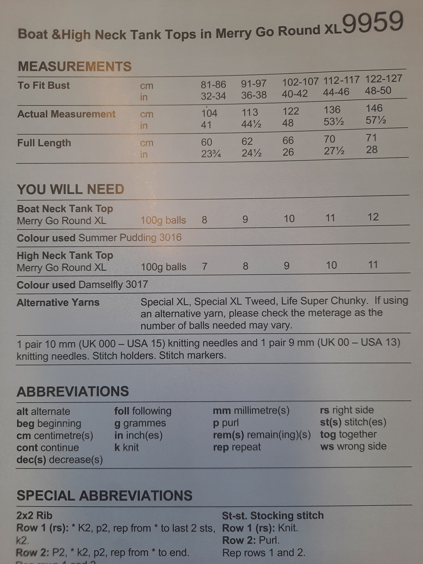 Stylecraft MGR XL Pattern 9959