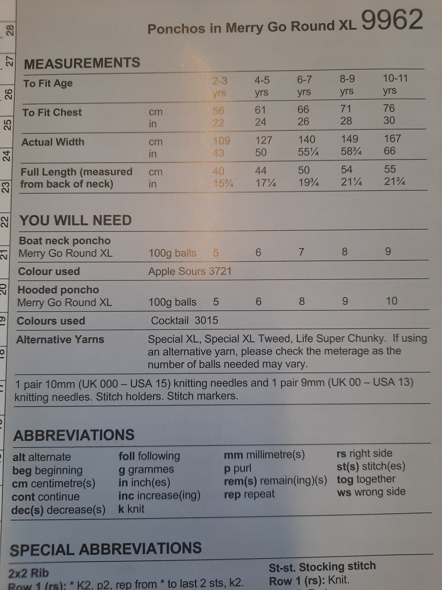 Stylecraft MGR XL Pattern 9962