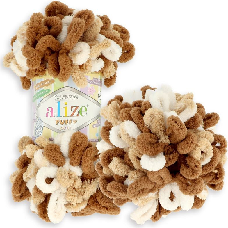 Alize Puffy Colour Finger Knitting 6398 Dark Brown Mix