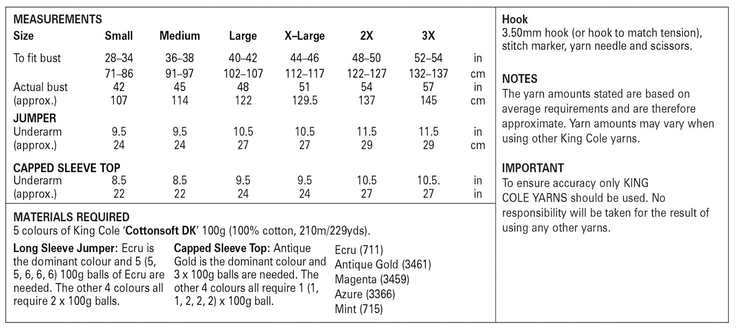 King Cole Ladies Crochet Pattern 5944