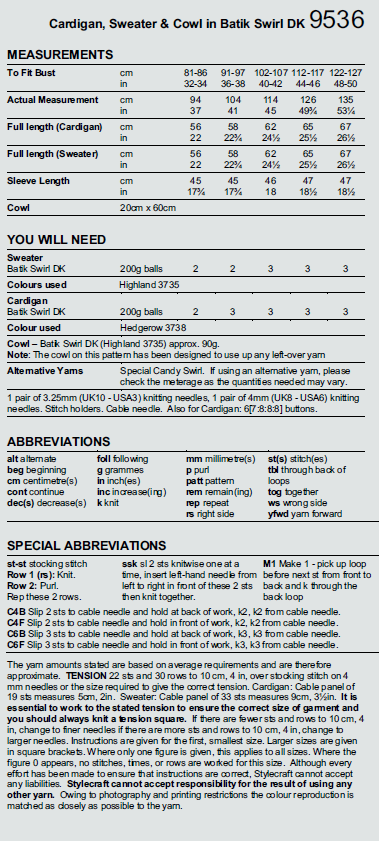 Stylecraft Batik Swirl Pattern 9536