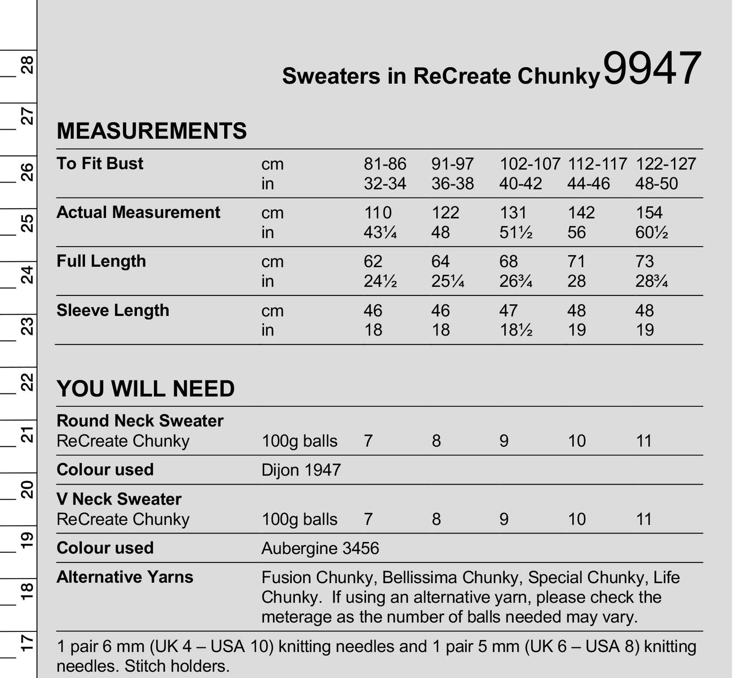 Stylecraft Recreate Chunky Pattern 9947