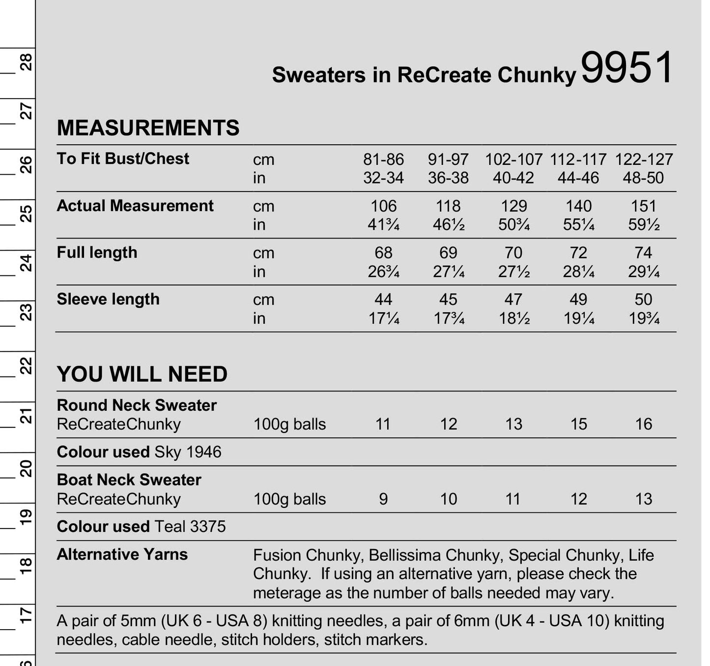 Stylecraft Recreate Chunky Pattern 9951