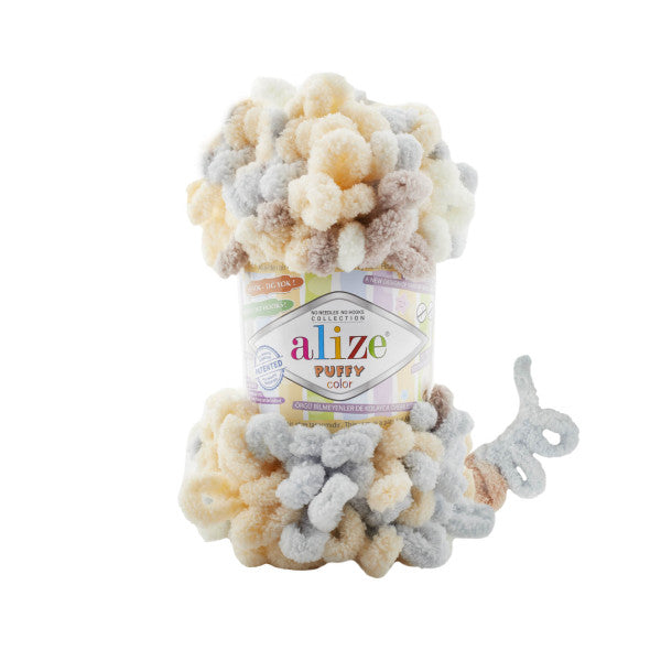Alize Puffy Colour Finger Knitting 6463 Baby Blue/Beige/Cream