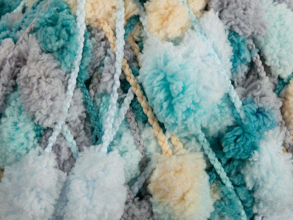 Rico Pompon Print Turquoise Mix 028
