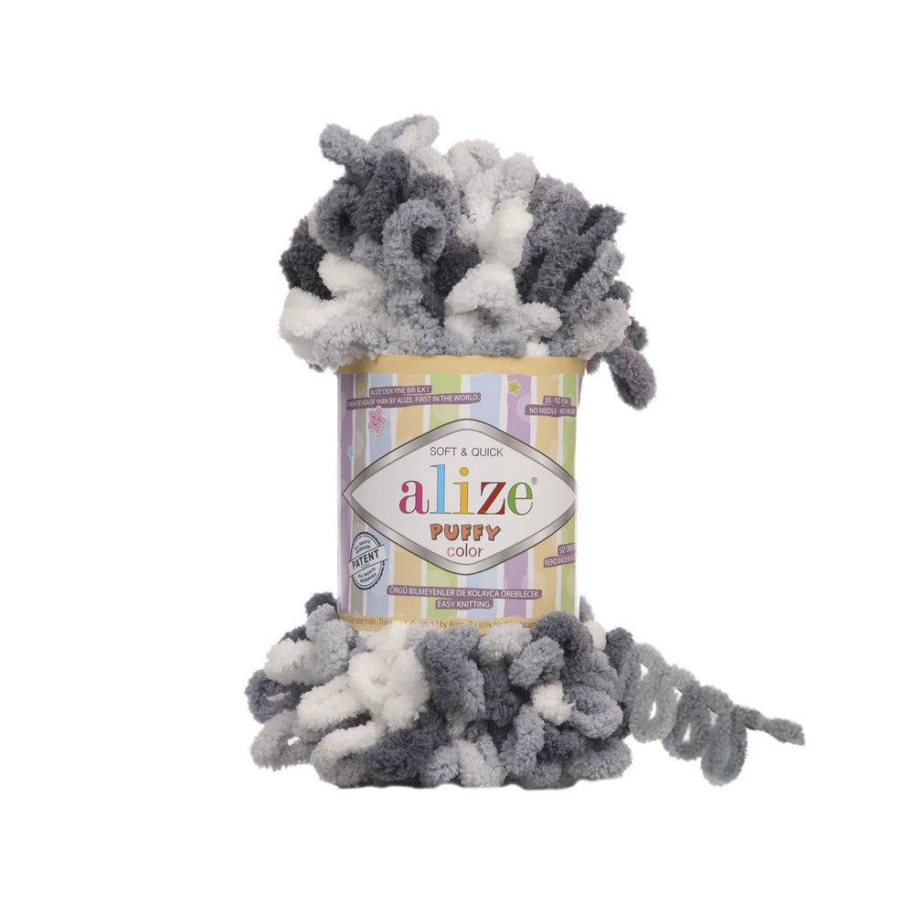 Alize Puffy Colour Finger Knitting 5925 White/Grey – Blanch Village Wool  Shop