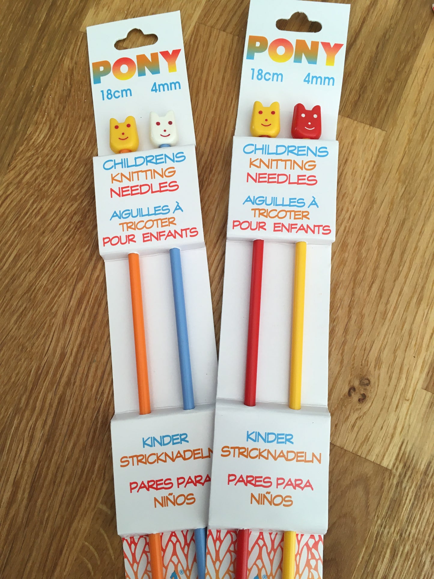 Kiddies plastic 4mm knitting needles