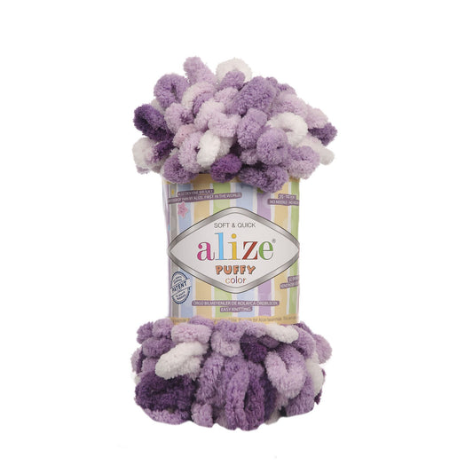 Alize Puffy Colour Finger Knitting 5923 Purple/White