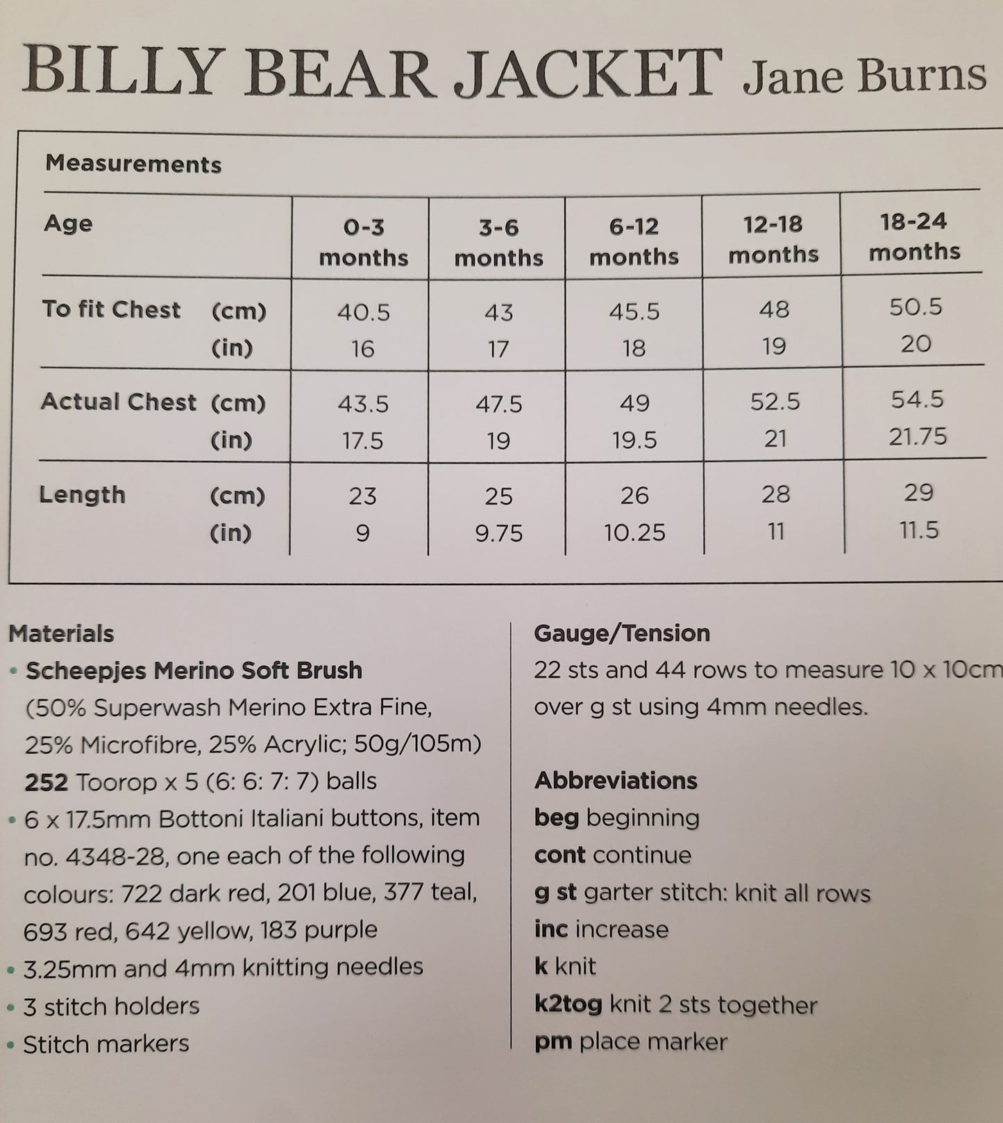 Yarn- The After Party No.112 Billy Bear Jacket Pattern (Knit)