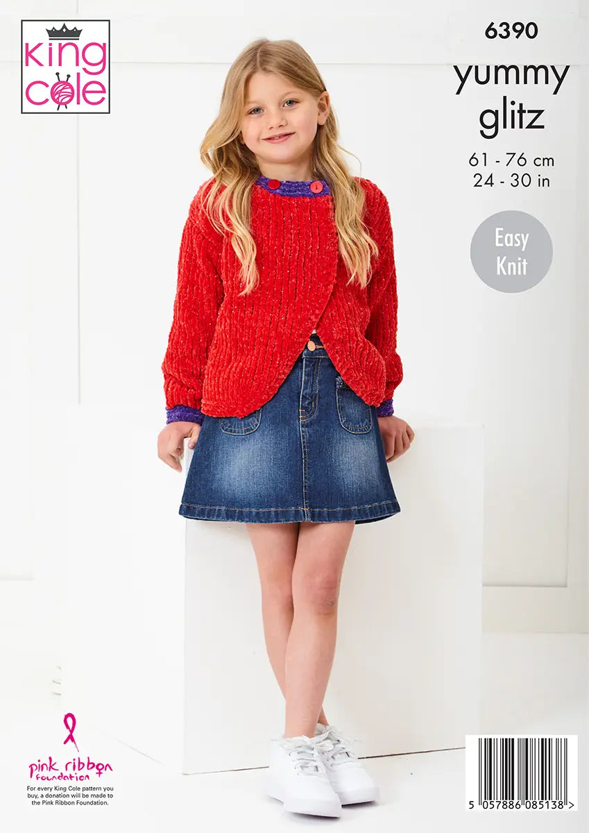 King Cole Pattern 6390 Chunky Cardigan Pattern (Yummy Chunky)
