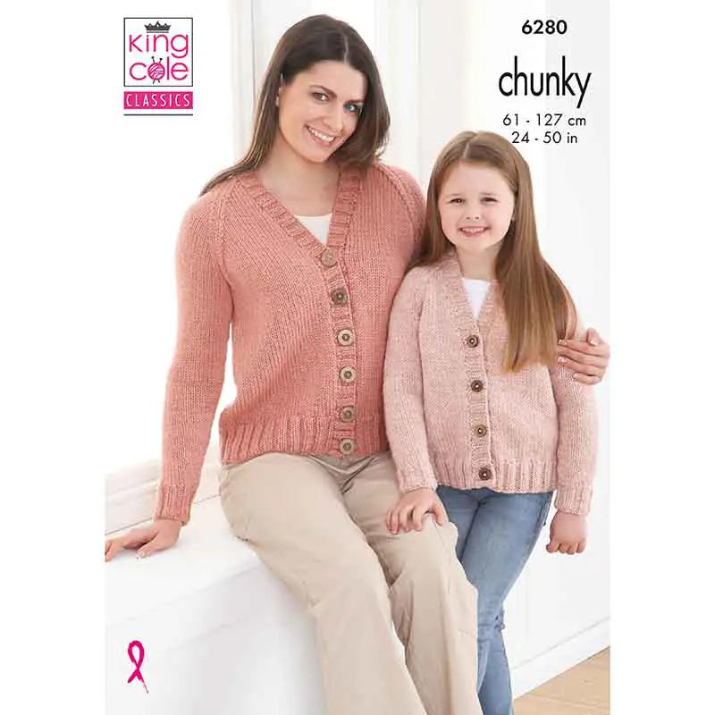 King Cole Pattern 6280 Chunky Cardigan Pattern