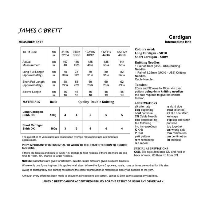 James C Brett Shhh Dk Pattern JB816