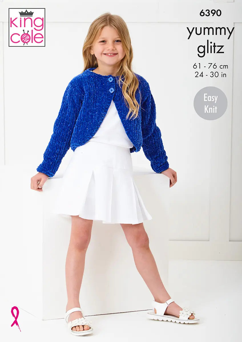 King Cole Pattern 6390 Chunky Cardigan Pattern (Yummy Chunky)