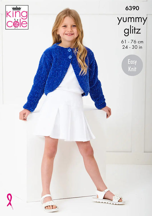 King Cole Pattern 6390 Chunky Cardigan Pattern (Yummy Chunky)