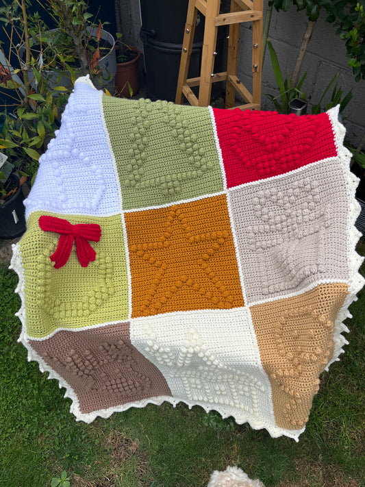 Christmas Crochet Bobble Blanket Yarn Kit and Pattern
