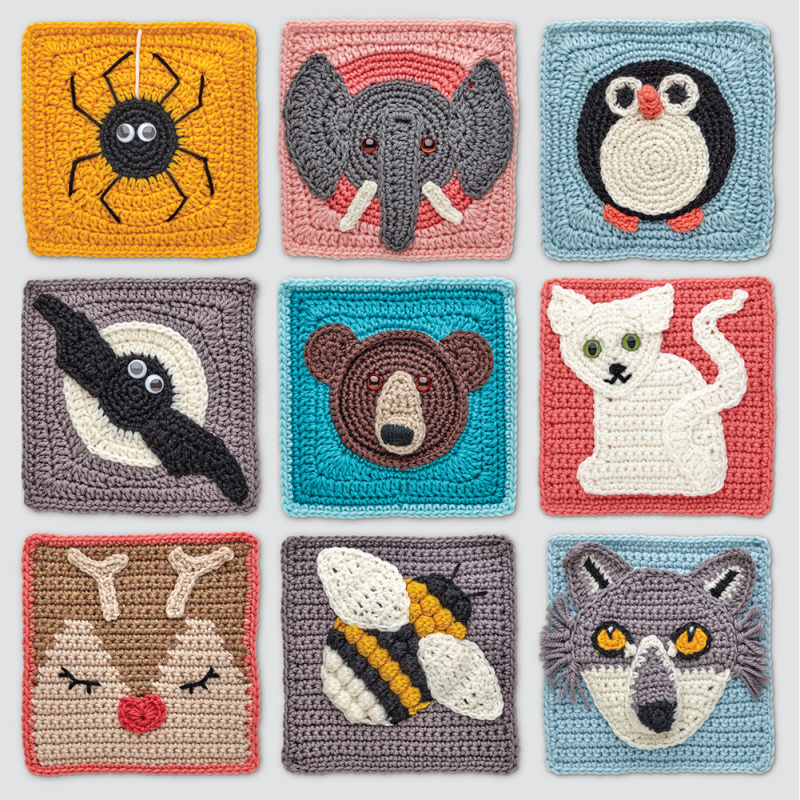 Animal Granny Squares Crochet Book by Leonie Morgan