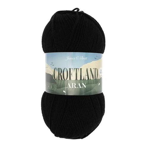 James C Brett Croftland Aran 200g  A212 Black