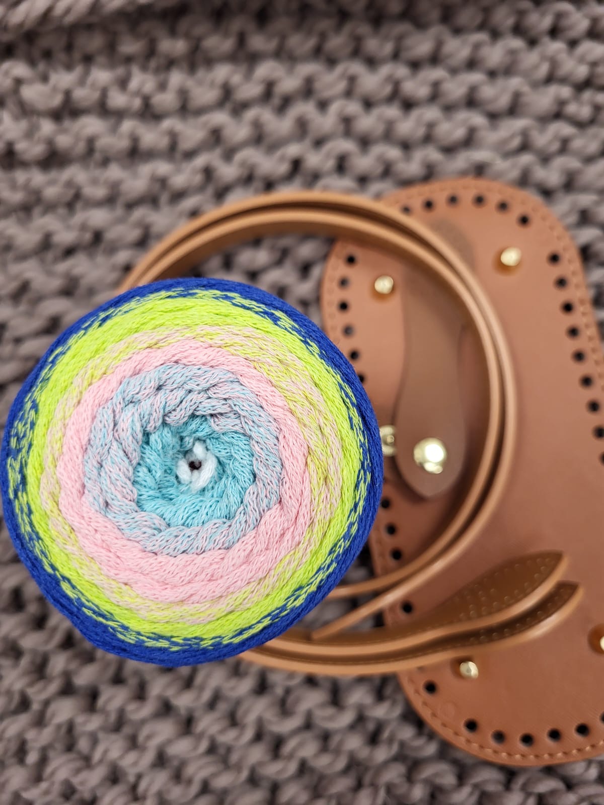 Crochet Bag Kit With Faux Leather Base and Handles