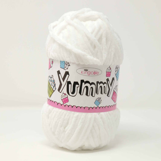 King Cole Yummy Chenille Chunky 2209 White 100g