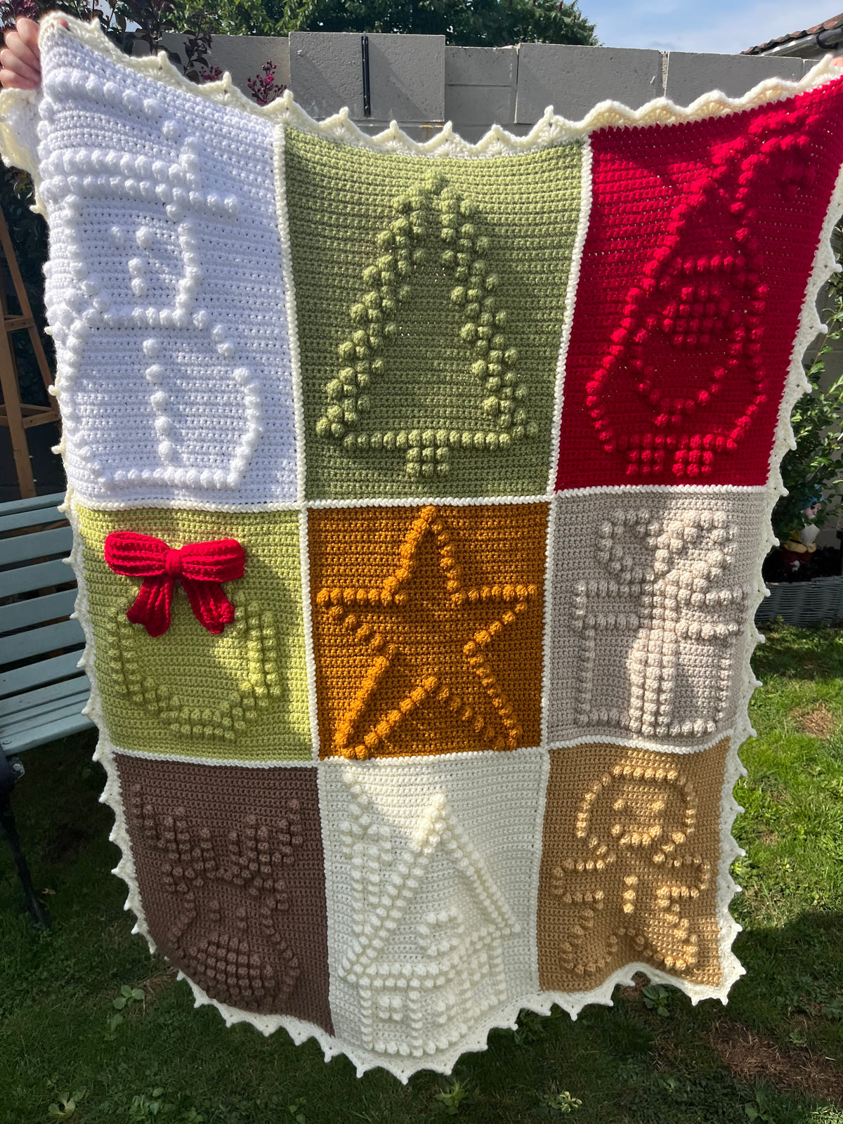 Christmas Crochet Bobble Blanket Yarn Kit and Pattern