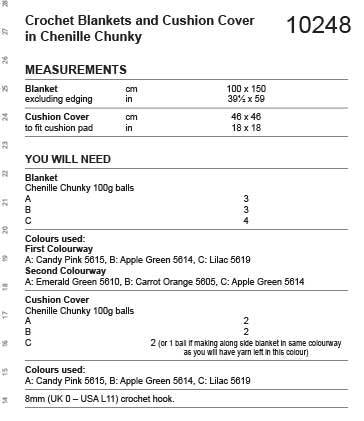 Stylecraft Chenille Chunky Pattern 10248 Crochet Blankets