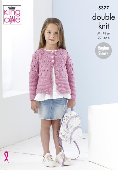 King Cole Pattern 5377 Dk Cardigan (Cotton Top Dk)